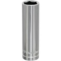 Loops 16mm Chrome Plated Deep Drive Socket - 1/2" Square Drive High Grade Carbon Steel in Metallics