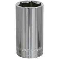 Loops 30mm Chrome Plated Deep Drive Socket - 1/2" Square Drive High Grade Carbon Steel in Metallics