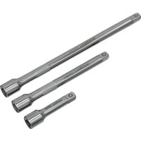 Loops 3 Piece Steel Extension Bar Set - 1/4" Sq Drive - Spring-Ball Socket Retainer in Metallics