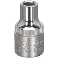 Loops 8mm Steel Drive Socket - 1/2" Square Drive - Chrome Vanadium Wrench Socket in Metallics