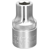 Loops 9mm Steel Drive Socket - 1/2" Square Drive - Chrome Vanadium Wrench Socket in Metallics