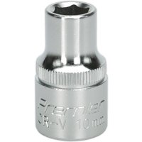 Loops 10mm Steel Drive Socket - 1/2" Square Drive - Chrome Vanadium Wrench Socket in Metallics