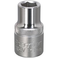 Loops 11mm Steel Drive Socket - 1/2" Square Drive - Chrome Vanadium Wrench Socket in Metallics
