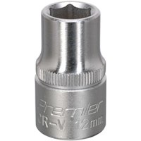 Loops 12mm Steel Drive Socket - 1/2" Square Drive - Chrome Vanadium Wrench Socket in Metallics