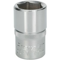 Loops 17mm Steel Drive Socket - 1/2" Square Drive - Chrome Vanadium Wrench Socket in Metallics