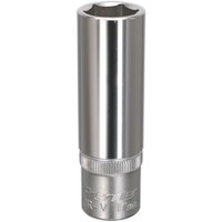 Loops 17mm Steel Deep Drive Socket - 1/2" Square Drive - Chrome Vanadium Socket in Metallics
