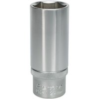 Loops 24mm Steel Deep Drive Socket - 1/2" Square Drive - Chrome Vanadium Socket in Metallics