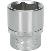 Loops 28mm Steel Drive Socket - 1/2" Square Drive - Chrome Vanadium Wrench Socket in Metallics