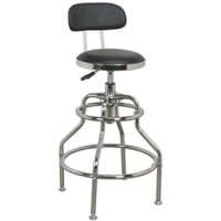 Loops Heavy-Duty Pneumatic Workshop Stool - Adjustable Height Seat & Back Rest Chair