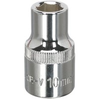 Loops 10mm Forged Steel Drive Socket - 1/2" Square Drive - Polished Chrome Vanadium in Metallics