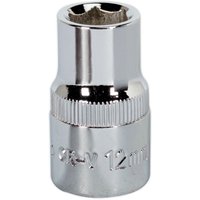 Loops 12mm Forged Steel Drive Socket - 1/2" Square Drive - Polished Chrome Vanadium in Metallics