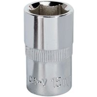 Loops 15mm Forged Steel Drive Socket - 1/2" Square Drive - Polished Chrome Vanadium in Metallics