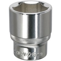 Loops 26mm Forged Steel Drive Socket - 1/2" Square Drive - Polished Chrome Vanadium in Metallics