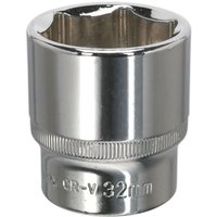 Loops 32mm Forged Steel Drive Socket - 1/2" Square Drive - Polished Chrome Vanadium in Metallics