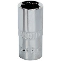 Loops 8mm Forged Steel Drive Socket - 1/4" Square Drive - Polished Chrome Vanadium in Metallics