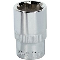 Loops 11mm Forged Steel Drive Socket - 1/4" Square Drive - Polished Chrome Vanadium in Metallics