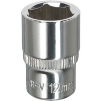 Loops 12mm Forged Steel Drive Socket - 1/4" Square Drive - Polished Chrome Vanadium in Metallics