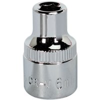 Loops 6mm Forged Steel Drive Socket - 3/8" Square Drive - Polished Chrome Vanadium in Metallics