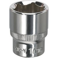 Loops 17mm Forged Steel Drive Socket - 3/8" Square Drive - Polished Chrome Vanadium in Metallics
