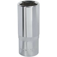 Loops 19mm Forged Steel DEEP Drive Socket - 3/8" Square Drive Polished Chrome Vanadium in Metallics
