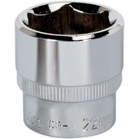 Loops 22mm Forged Steel Drive Socket - 3/8" Square Drive - Polished Chrome Vanadium in Metallics