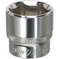 Loops 24mm Forged Steel Drive Socket - 3/8" Square Drive - Polished Chrome Vanadium in Metallics