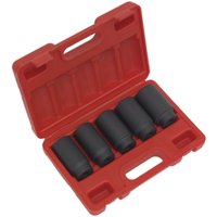 Loops 5 PACK - 29mm to 36mm DEEP Impact Socket Set - 1/2" Square Drive - 6 Pt Hub Nut