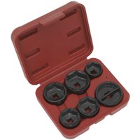 Loops 6 Piece Oil Filter Cap Wrench Set - 3/8" Sq Drive - Low Profile Design - Case