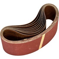 Loops 10 PACK - 75mm x 533mm Sanding Belts - 120 Grit Aluminium Oxide Cloth Backed Set