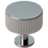 Loops Lined Radio Cupboard Door Knob - 35mm Diameter - Polished Chrome Cabinet Handle