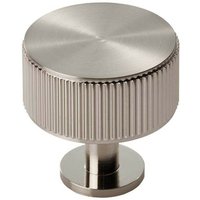 Loops Lined Radio Cupboard Door Knob - 35mm Diameter - Satin Nickel Cabinet Handle in Metallics