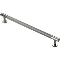 Loops Knurled Bar Door Pull Handle - 274mm x 13mm - 224mm Centres - Polished Chrome