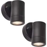 Loops 2 PACK Dimmable Outdoor IP44 Downlight - 7W GU10 LED - Matt Black & Glass