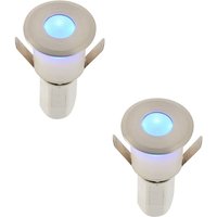Loops 2 PACK Recessed Decking IP67 Guide Light - 1.2W Blue Light LED - Satin Nickel in Metallics