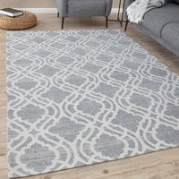 THE RUGS Washable Rugs for Living Room Kitchen Bedroom Trellis Design Grey Machine Washable Area Rugs & Runners 6901 | Size: 200 cm x 290 cm