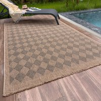 THE RUGS Jute Look Diamond Design Outdoor Rug Dark Grey Patio Nature 5300DG | Size: 140 cm x 200 cm