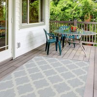 THE RUGS Outdoor Indoor Moroccan Garden Patio Rug Weatherproof Jet Washable in Grey | Size: 160 cm x 230 cm