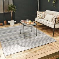 THE RUGS Reversible Weatherproof Outdoor Garden Patio Rug Striped Rainbow 1020 in Grey | Size: 150 cm x 220 cm