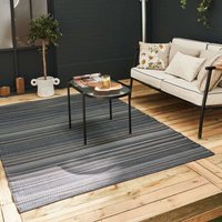 THE RUGS Reversible Weatherproof Outdoor Garden Patio Rug Striped Rainbow 1020 in Dark Grey | Size: 120 cm x 160 cm