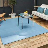 THE RUGS Reversible Weatherproof Outdoor Garden Patio Rug Solid Urban 1000 in Blue | Size: 90 cm x 150 cm
