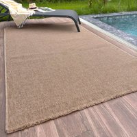 THE RUGS Jute Looking Square Dots Design Outdoor Rugs Garden Patio Nature 5200 in Natural | Size: 80 cm x 150 cm