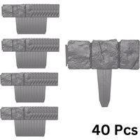 Samuel Alexander 23cm Set of 40 Grey Cobble Stone Effect Garden Edging Border