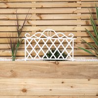 Samuel Alexander 4 Pack: 27cm x 48cm White Plastic Garden Border Fence Edging with Lattice Design | Size: 27 cm x 48 cm
