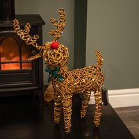 67cm Battery Operated Light Up Brown Christmas Reindeer With Red Nose & 80 Warm White Leds