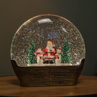 19cm Battery Operated Light Up Christmas Water Dome With Santa & Snowman Scene, Red