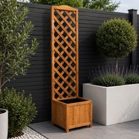 Samuel Alexander 1.6m Natural Wooden Freestanding Garden Trellis with Raised Bed Planter in Brown