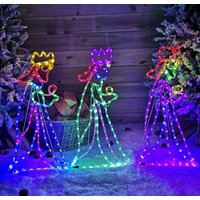 70cm 360 LED Multicoloured Indoor Outdoor Christmas Nativity Three Wise Silhouette Rope Light