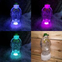 23cm Dual Power Colour Changing LED Christmas Glitter Water Spinner The Snowman & The Snow Dog
