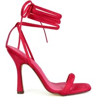 XY London Women's 'Cary' Faux Suede Lace Up Square Toe Strappy Stiletto High Heels in Pink | Size: 3
