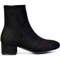 XY London Women's 'Nolan' Mid Block Heel Ankle Boots With Inside Zip in Jet Black | Size: 6